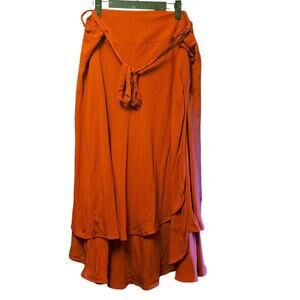 For Days tiered layered wrap dress knee length brunt orange XXL